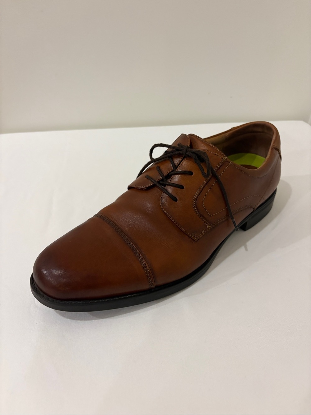 Men's Florsheim Cognac Brown Leather Cap-Toe Derby Oxford Dress Shoes 12D